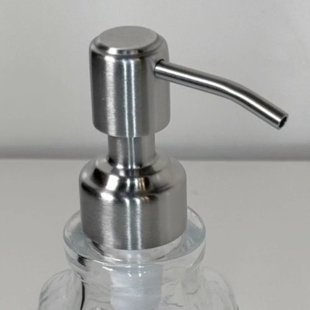 JASAI Antique Square Glass Soap‎ Dispenser 12oz Clear Stainless Steel Pump 81-10